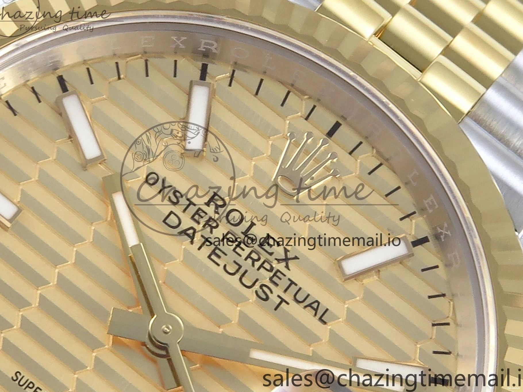 Best Stick YG 126233 EWEF SS on Textured Jubilee A3235 Bracelet 36 Marker YG Edition DateJust Dial 0510